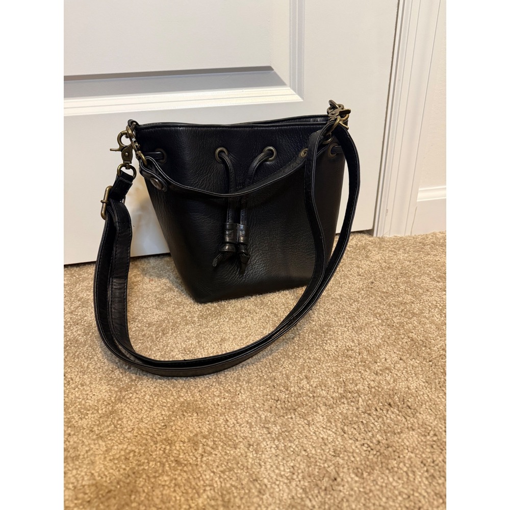 Wanderers Travel Co Bucket Bag Womens Small Black Excellent‎ Leather Crossbody